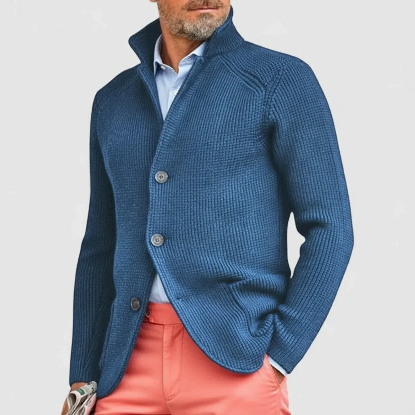 Classic Knit Cardigan for Men | Button Front Structured Sweater