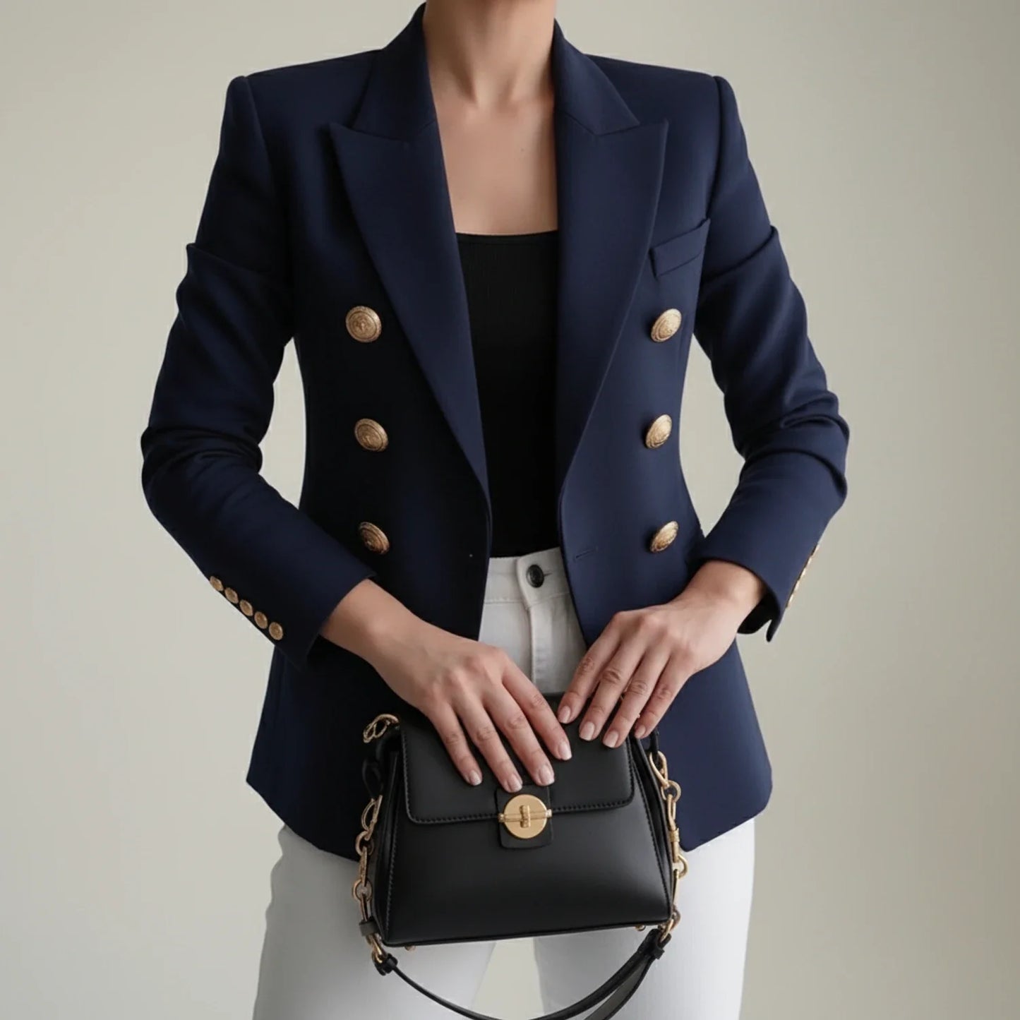 Elegant Double Breasted Blazer for Women | Structured Tailored Design