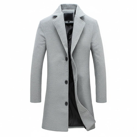 Tailored Wool Blend Overcoat for Men | Classic Single-Breasted Design