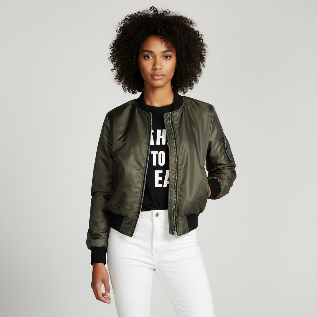 Classic Bomber Jacket for Women | Zip-Up Casual Outerwear