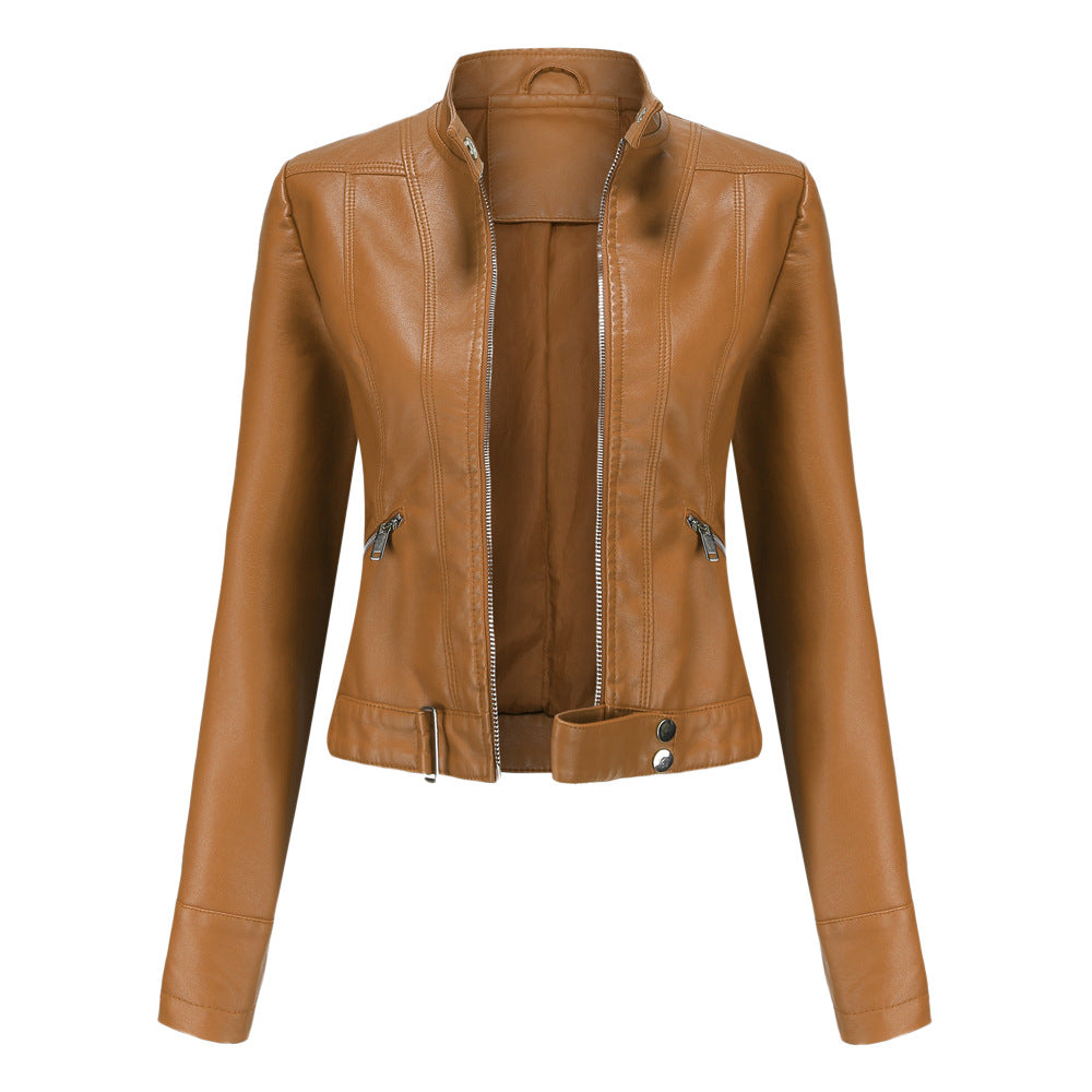 Modern Leather Jacket for Women | Sleek Zip-Up Style & Flattering Fitted Shape