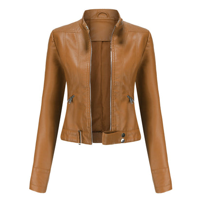 Modern Leather Jacket for Women | Sleek Zip-Up Style & Flattering Fitted Shape