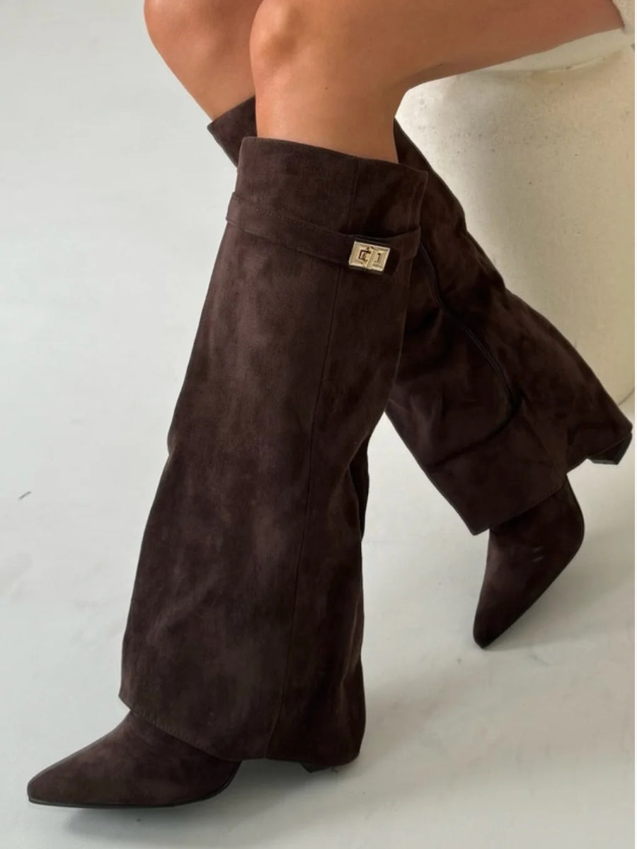 Stylish Knee High Boots for Women | Sleek Pointed Toe & Comfortable Low Heel