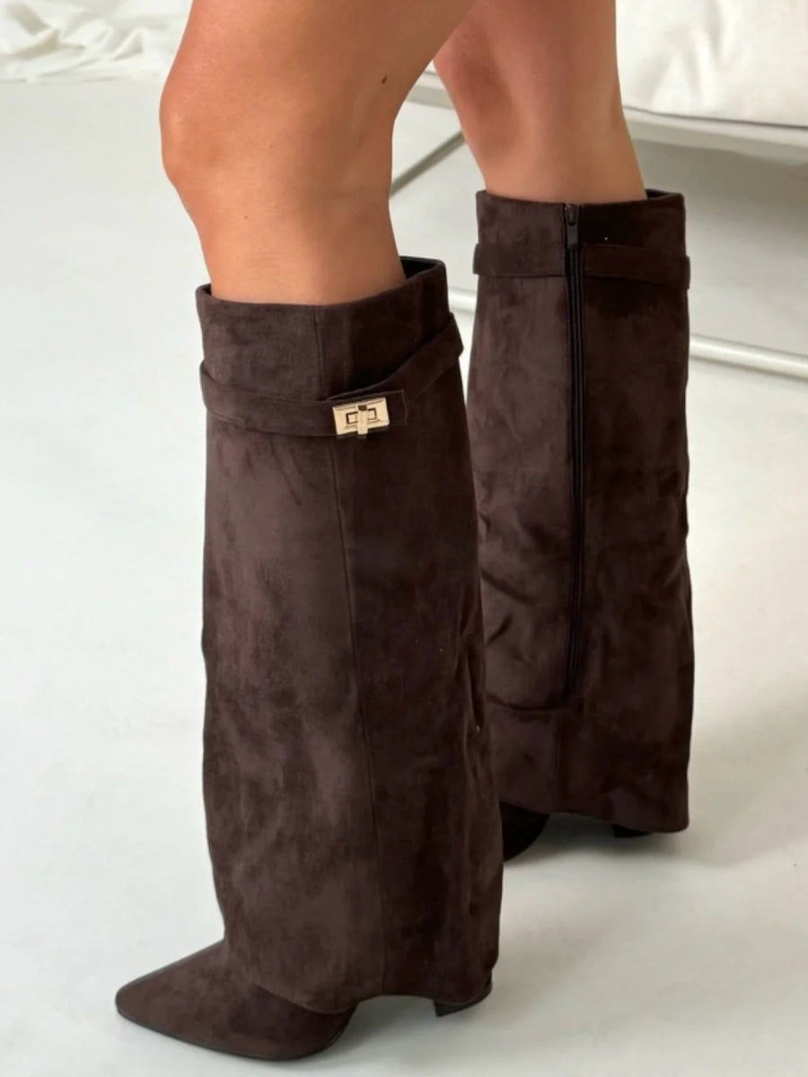 Stylish Knee High Boots for Women | Sleek Pointed Toe & Comfortable Low Heel