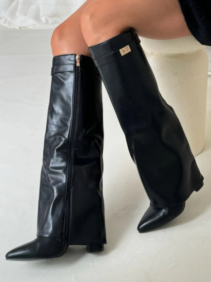 Stylish Knee High Boots for Women | Sleek Pointed Toe & Comfortable Low Heel