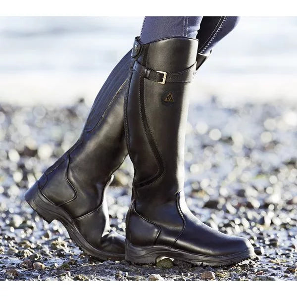 Rugged Knee High Boots for Women | Buckle Strap Detail & Durable Grip Sole