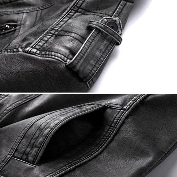 Modern Leather Jacket for Men | Stand Collar Zip-Up & Comfortable Regular Fit