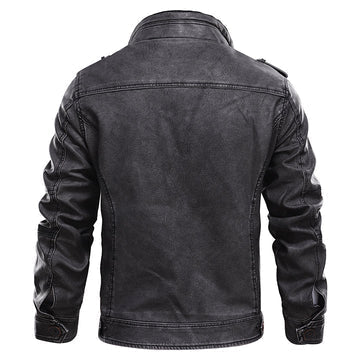 Modern Leather Jacket for Men | Stand Collar Zip-Up & Comfortable Regular Fit
