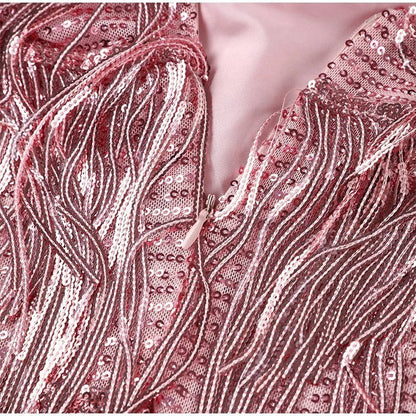 Stylish Sequin Mini Dress for Women | Fringe Detail & Flattering Party Fit