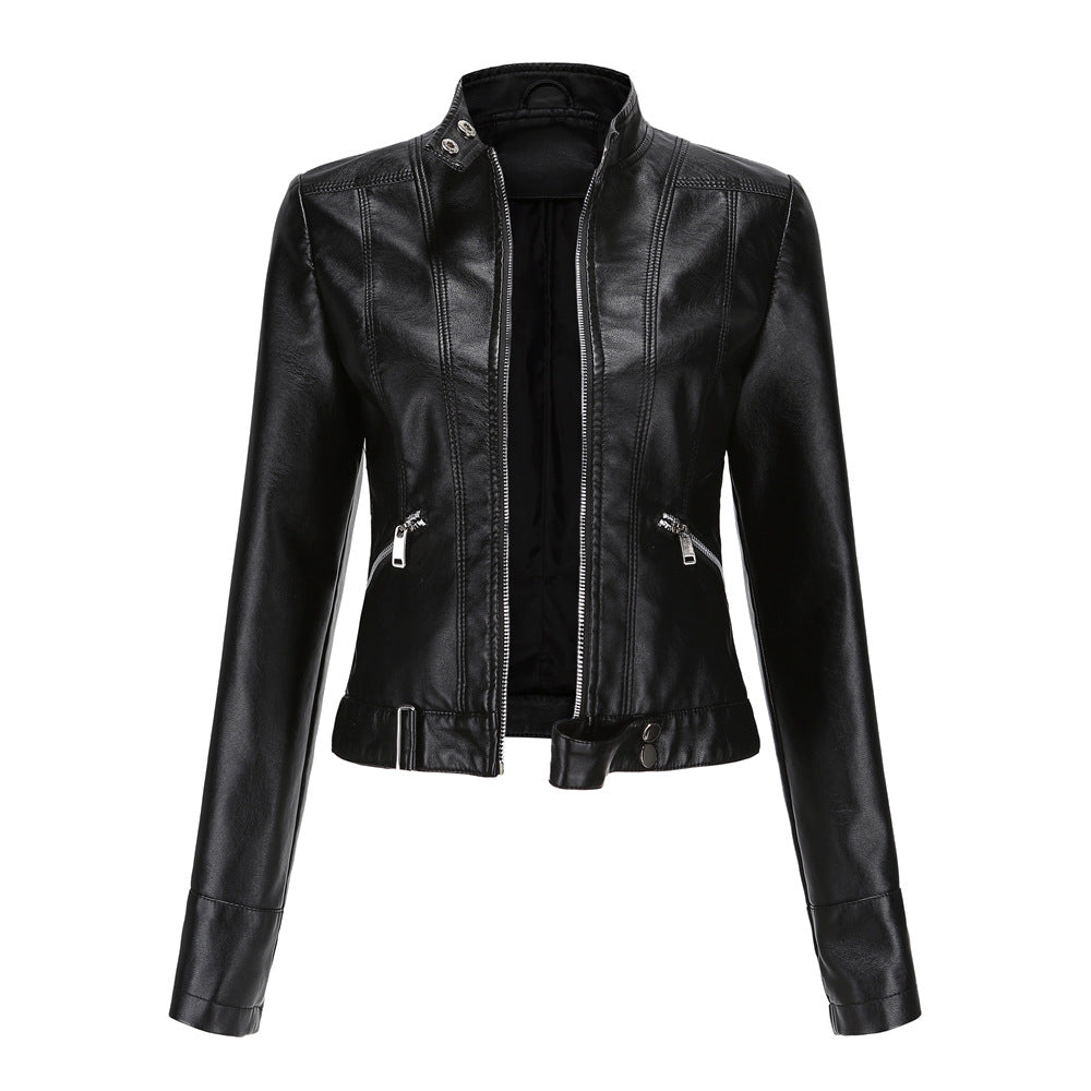 Modern Leather Jacket for Women | Sleek Zip-Up Style & Flattering Fitted Shape
