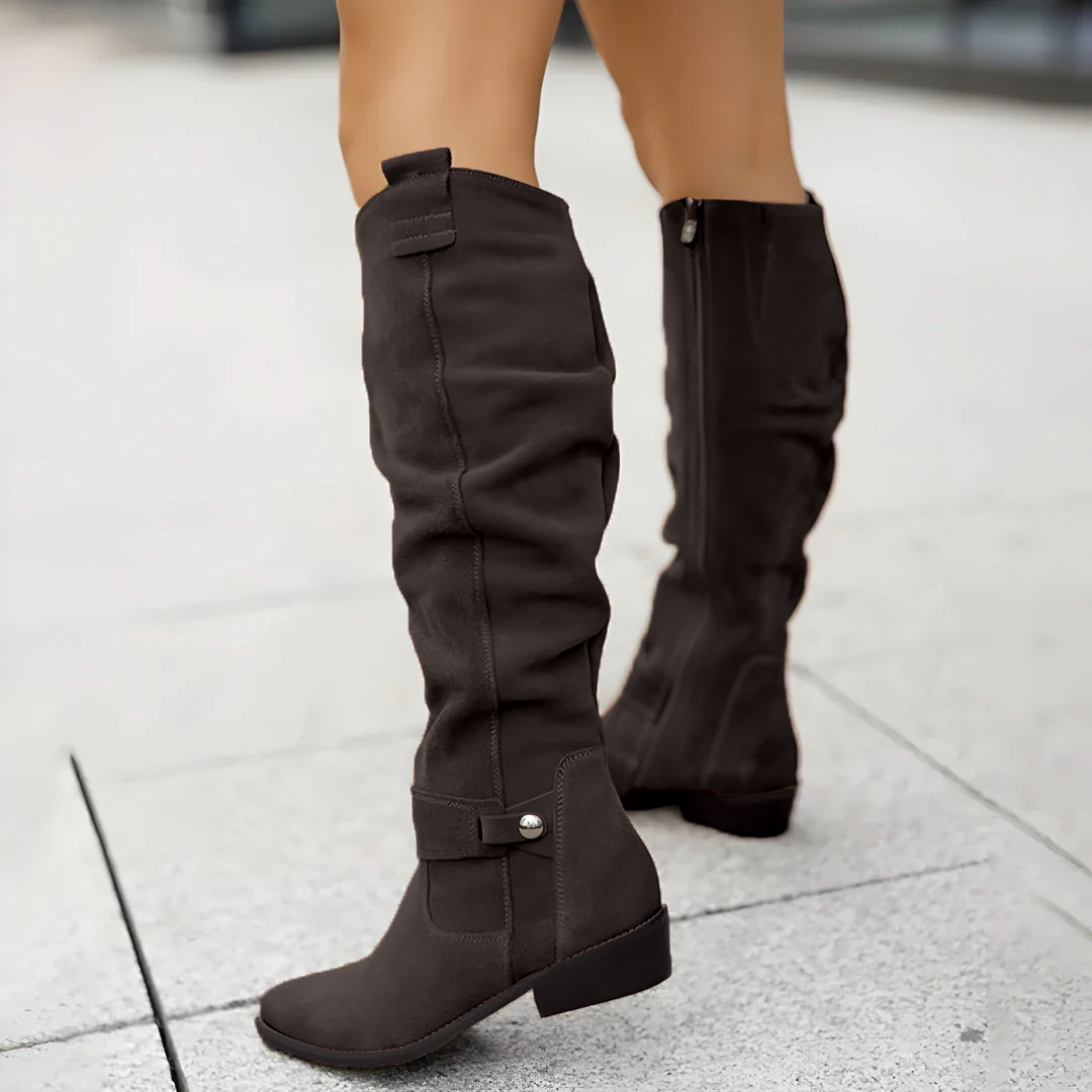 Classic Knee High Boots for Women | Side Zip Design & Comfortable Low Heel Fit