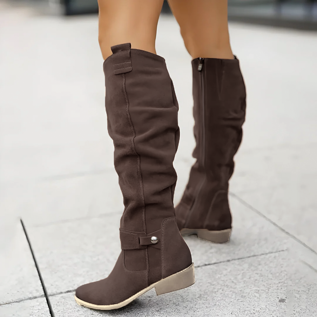Classic Knee High Boots for Women | Side Zip Design & Comfortable Low Heel Fit