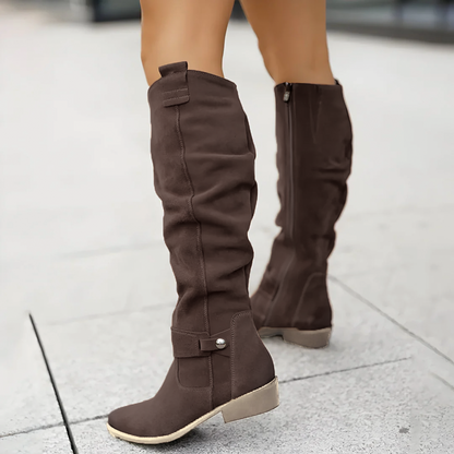 Classic Knee High Boots for Women | Side Zip Design & Comfortable Low Heel Fit