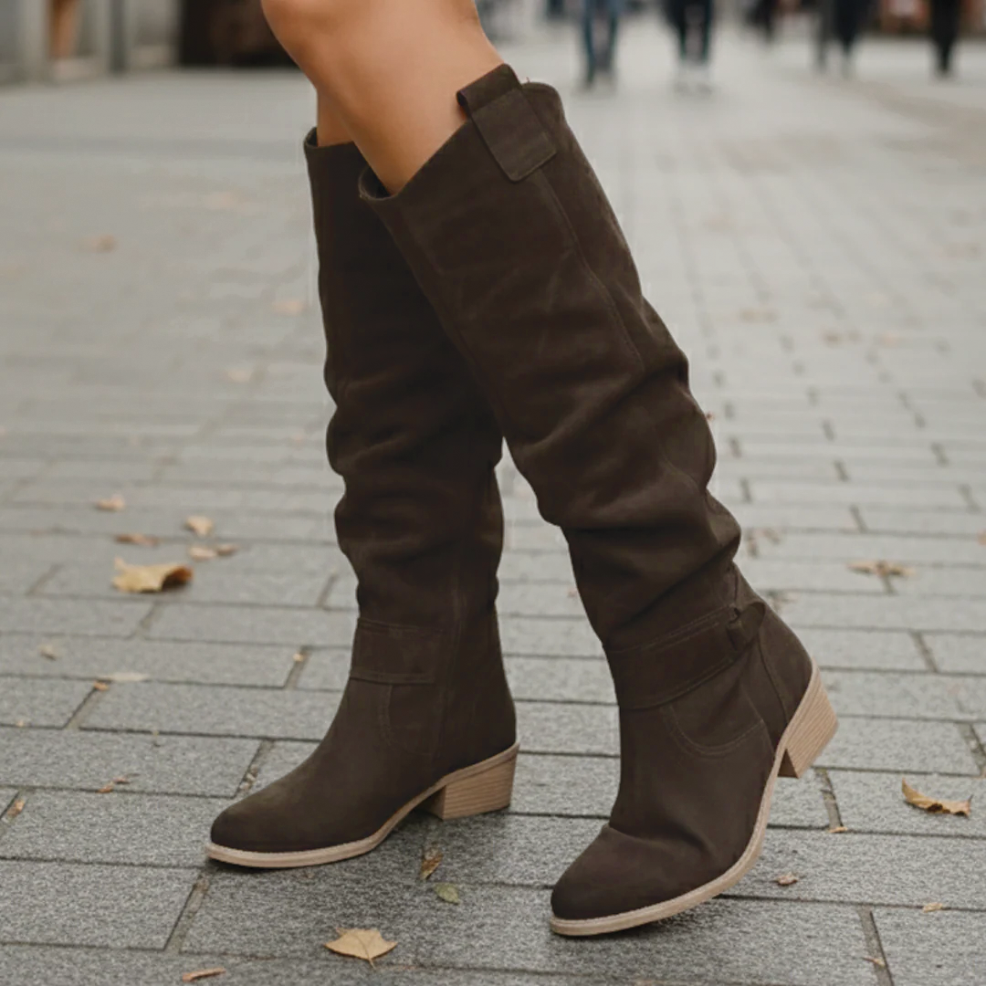 Classic Knee High Boots for Women | Side Zip Design & Comfortable Low Heel Fit