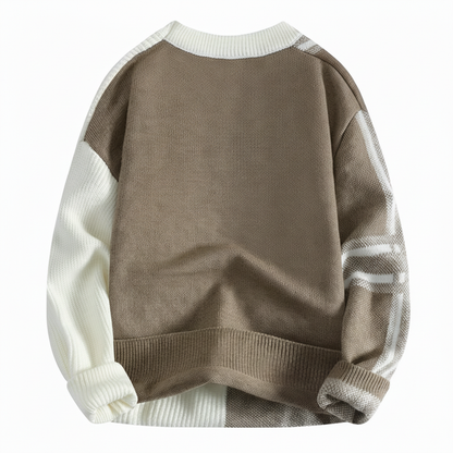 Modern Knit Sweater for Men | Crew Neck Color Block Pullover