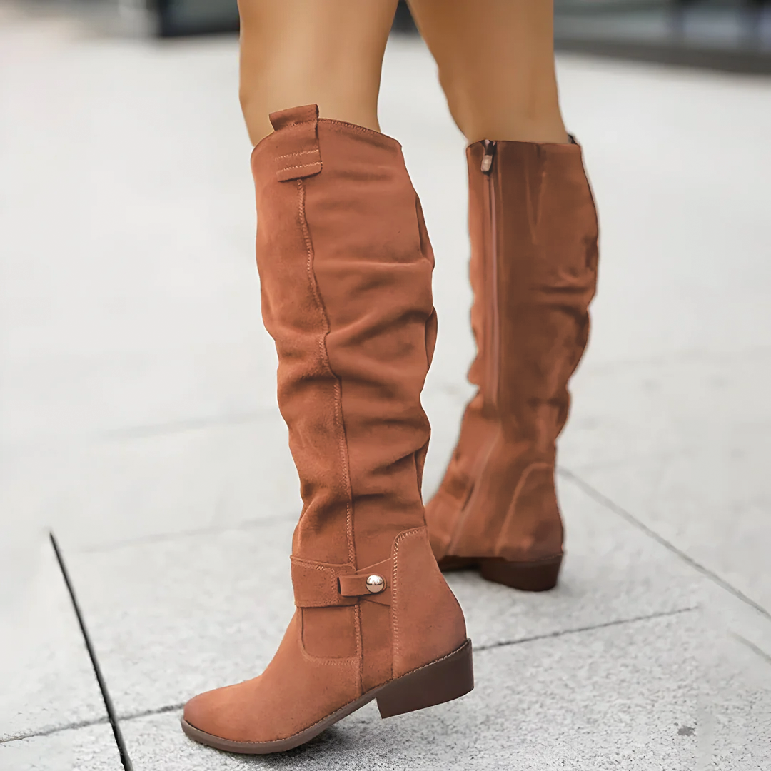 Classic Knee High Boots for Women | Side Zip Design & Comfortable Low Heel Fit