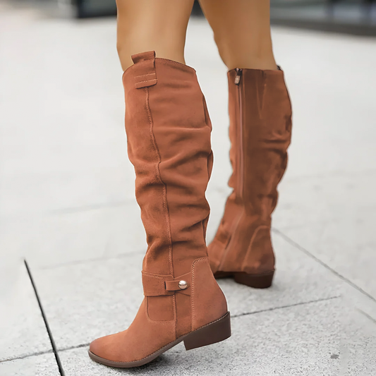 Classic Knee High Boots for Women | Side Zip Design & Comfortable Low Heel Fit