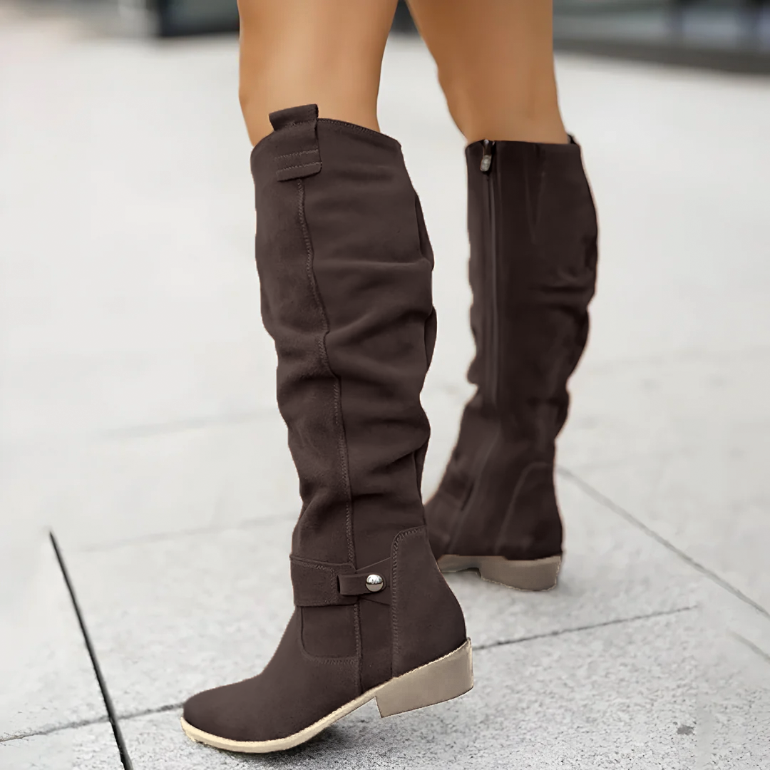 Classic Knee High Boots for Women | Side Zip Design & Comfortable Low Heel Fit
