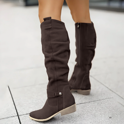 Classic Knee High Boots for Women | Side Zip Design & Comfortable Low Heel Fit