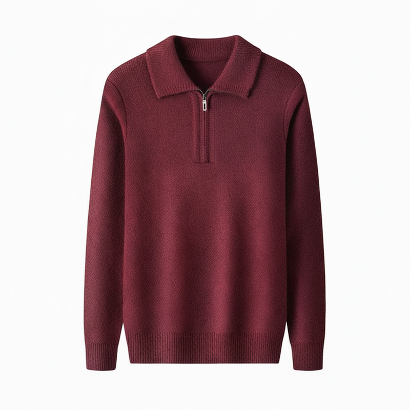 Classic Knitted Polo for Men | Half Zip Collar Sweater