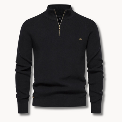Classic Knitted Polo for Men | Half-Zip Collar Style & Comfortable Ribbed Knit