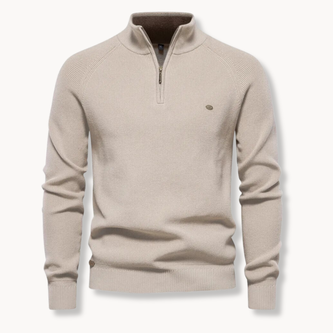 Classic Knitted Polo for Men | Half-Zip Collar Style & Comfortable Ribbed Knit