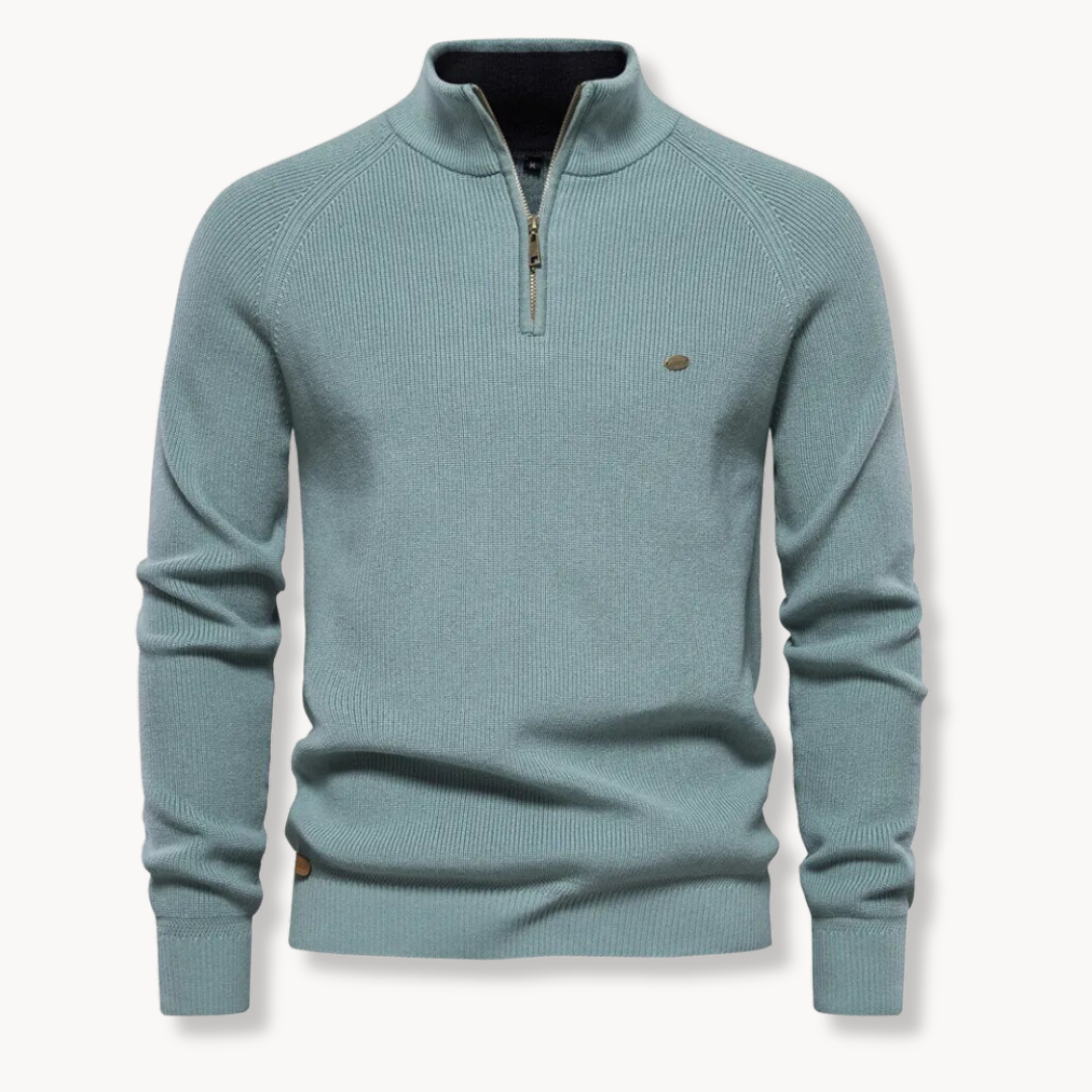Classic Knitted Polo for Men | Half-Zip Collar Style & Comfortable Ribbed Knit
