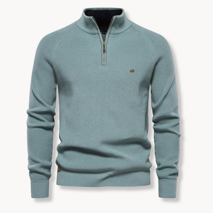 Classic Knitted Polo for Men | Half-Zip Collar Style & Comfortable Ribbed Knit