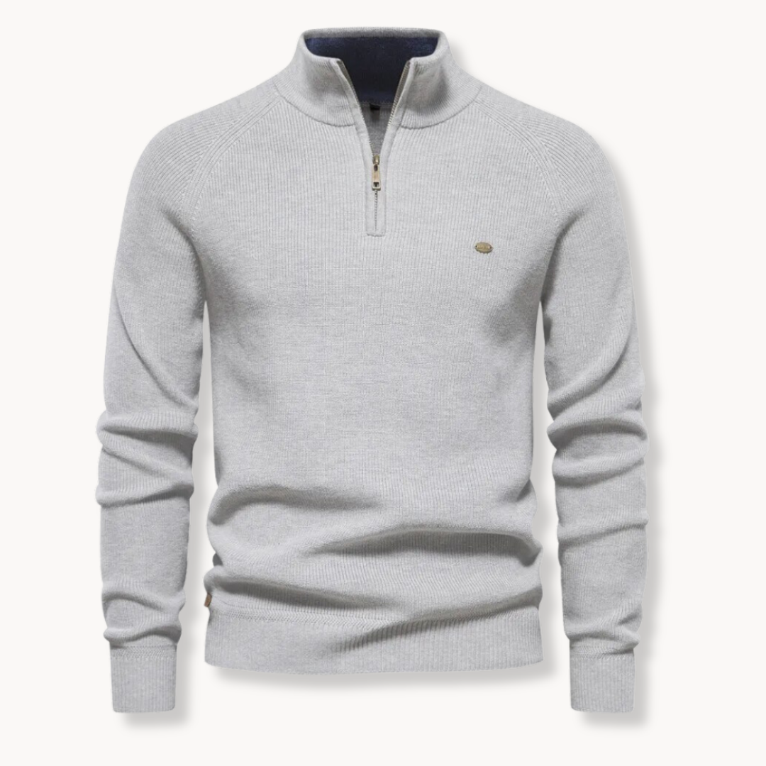 Classic Knitted Polo for Men | Half-Zip Collar Style & Comfortable Ribbed Knit