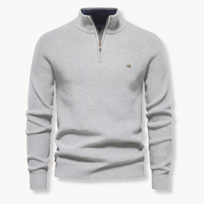 Classic Knitted Polo for Men | Half-Zip Collar Style & Comfortable Ribbed Knit
