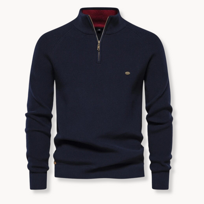 Classic Knitted Polo for Men | Half-Zip Collar Style & Comfortable Ribbed Knit