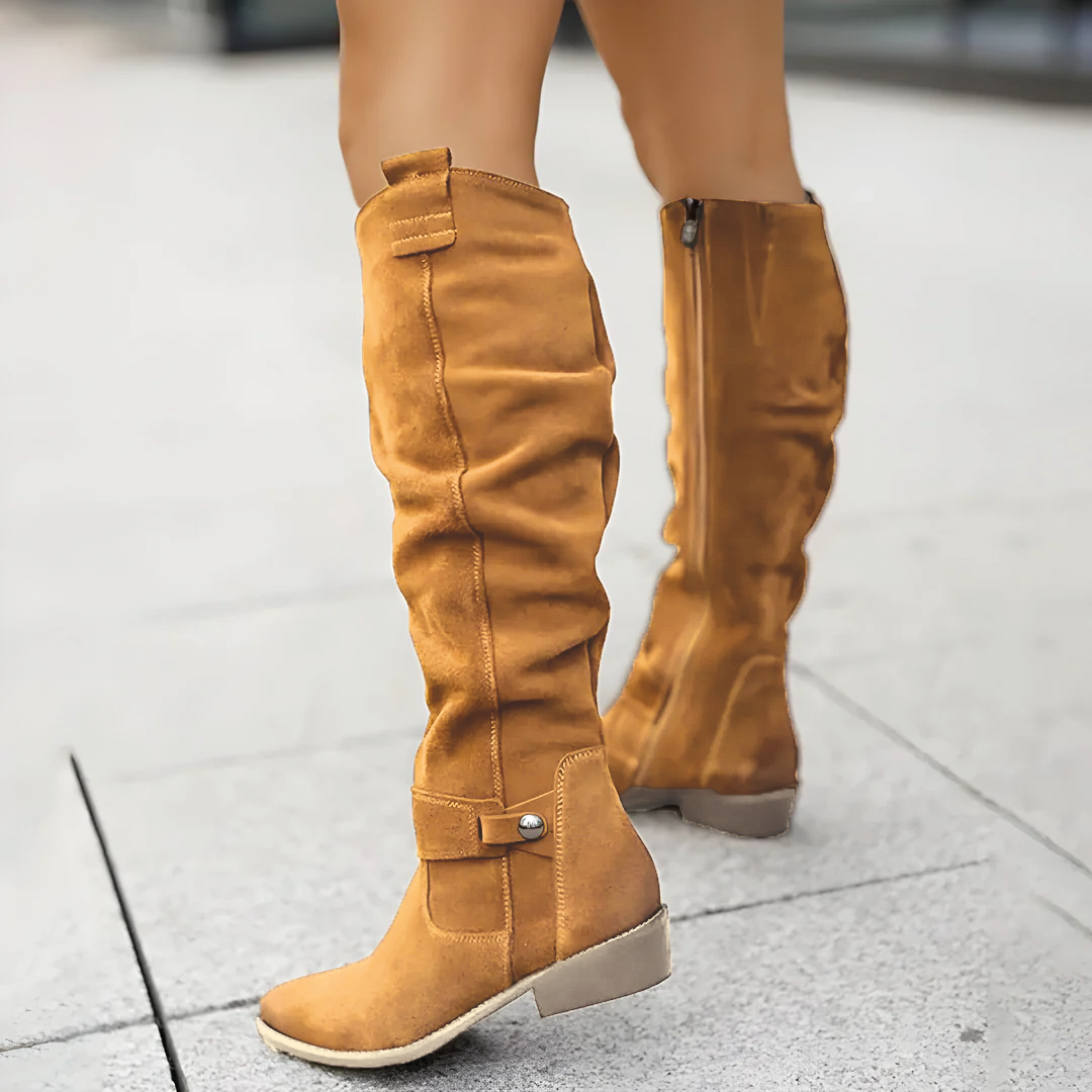 Classic Knee High Boots for Women | Side Zip Design & Comfortable Low Heel Fit