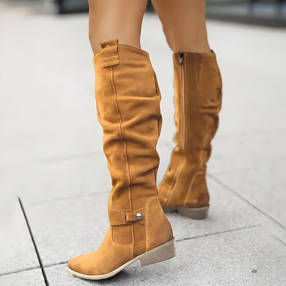 Classic Knee High Boots for Women | Side Zip Design & Comfortable Low Heel Fit