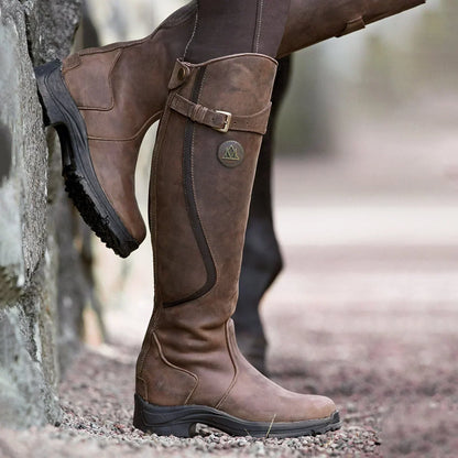 Rugged Knee High Boots for Women | Buckle Strap Detail & Durable Grip Sole