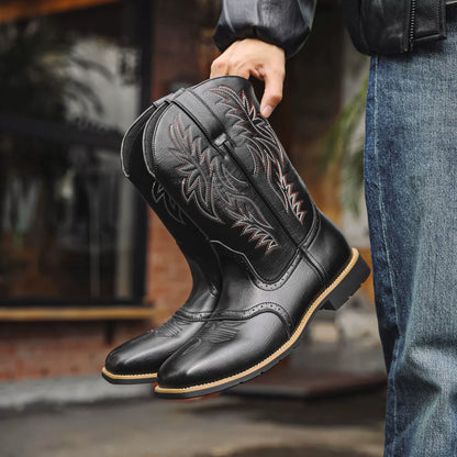 Classic Cowboy Boots for Men | Western Stitch Detail & Comfortable Pull-On Fit