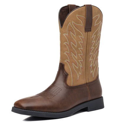 Classic Cowboy Boots for Men | Western Stitch Detail & Comfortable Pull-On Fit