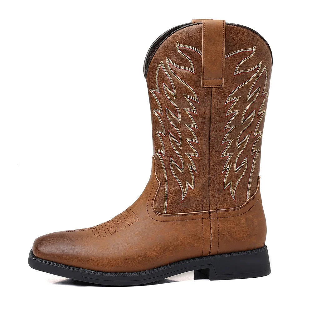 Classic Cowboy Boots for Men | Western Stitch Detail & Comfortable Pull-On Fit