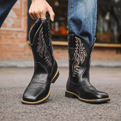 Classic Cowboy Boots for Men | Western Stitch Detail & Comfortable Pull-On Fit