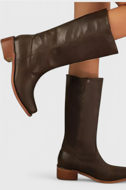Modern Knee High Boots for Women | Sleek Western-Inspired Style & Comfortable Block Heel