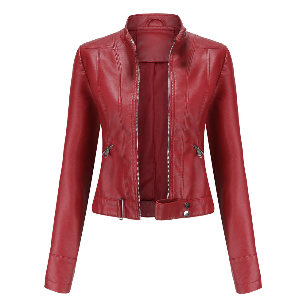 Modern Leather Jacket for Women | Sleek Zip-Up Style & Flattering Fitted Shape
