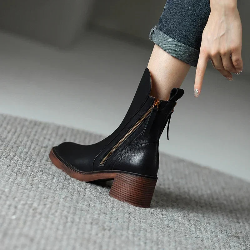 Stylish Heeled Boots for Women | Side Zip Detail & Comfortable Block Heel Fit