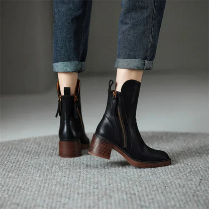 Stylish Heeled Boots for Women | Side Zip Detail & Comfortable Block Heel Fit