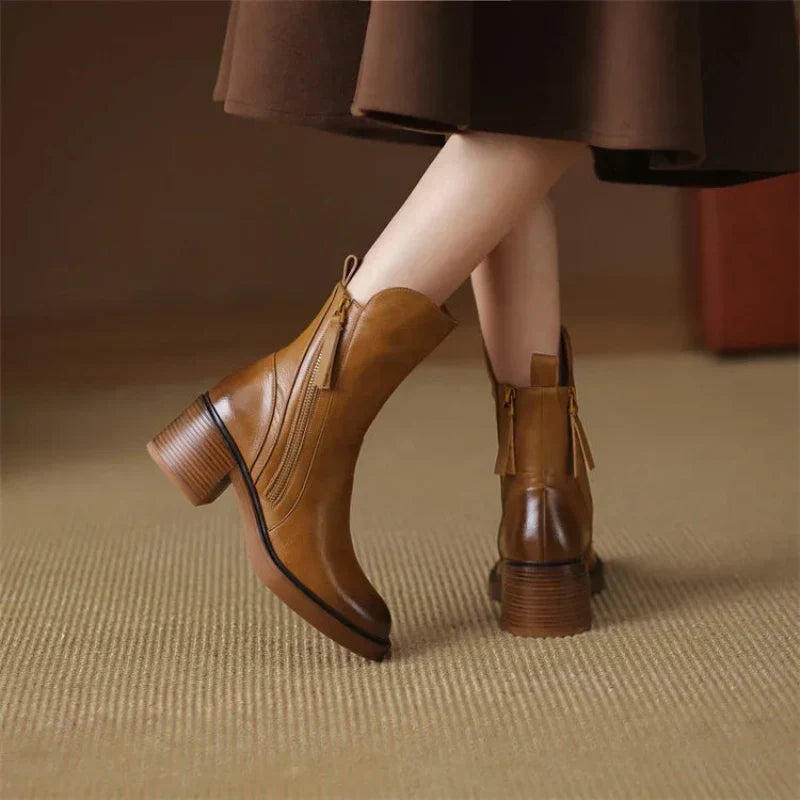 Stylish Heeled Boots for Women | Side Zip Detail & Comfortable Block Heel Fit