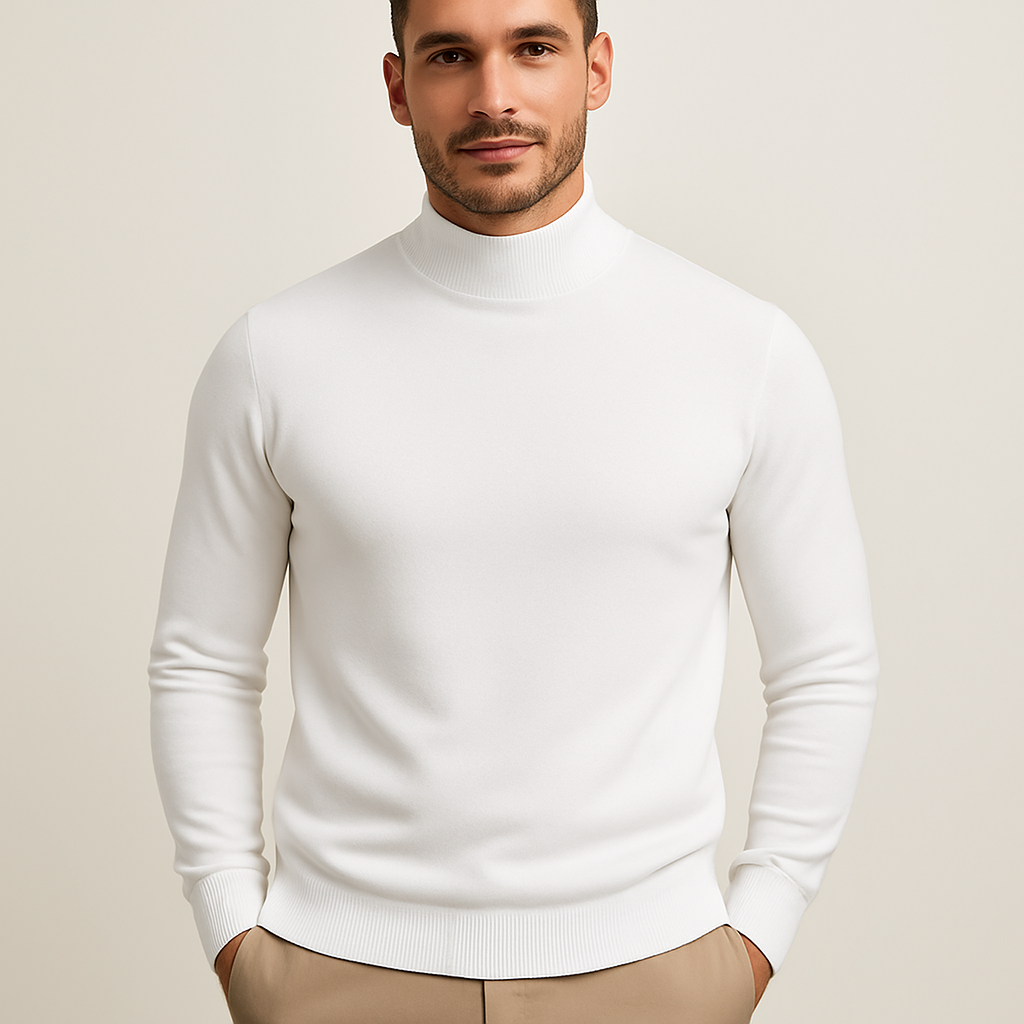 Classic High Neck Sweater for Men | Slim Fit Knit Pullover