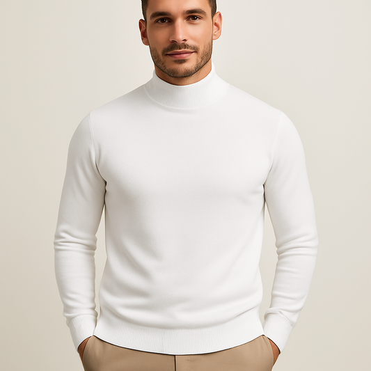 Classic High Neck Sweater for Men | Slim Fit Knit Pullover
