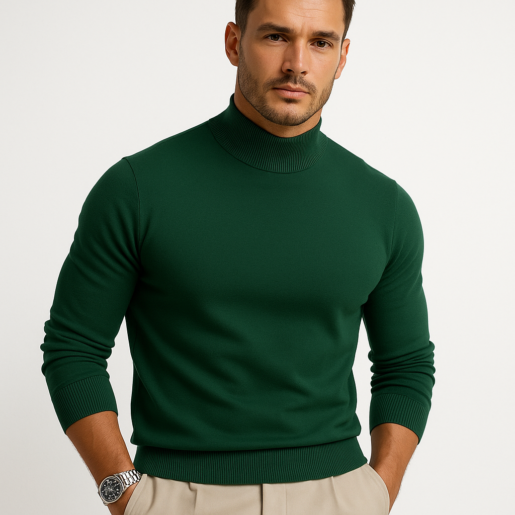 Classic High Neck Sweater for Men | Slim Fit Knit Pullover