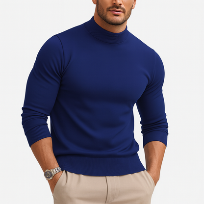 Classic High Neck Sweater for Men | Slim Fit Knit Pullover