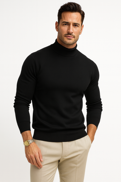 Classic High Neck Sweater for Men | Slim Fit Knit Pullover
