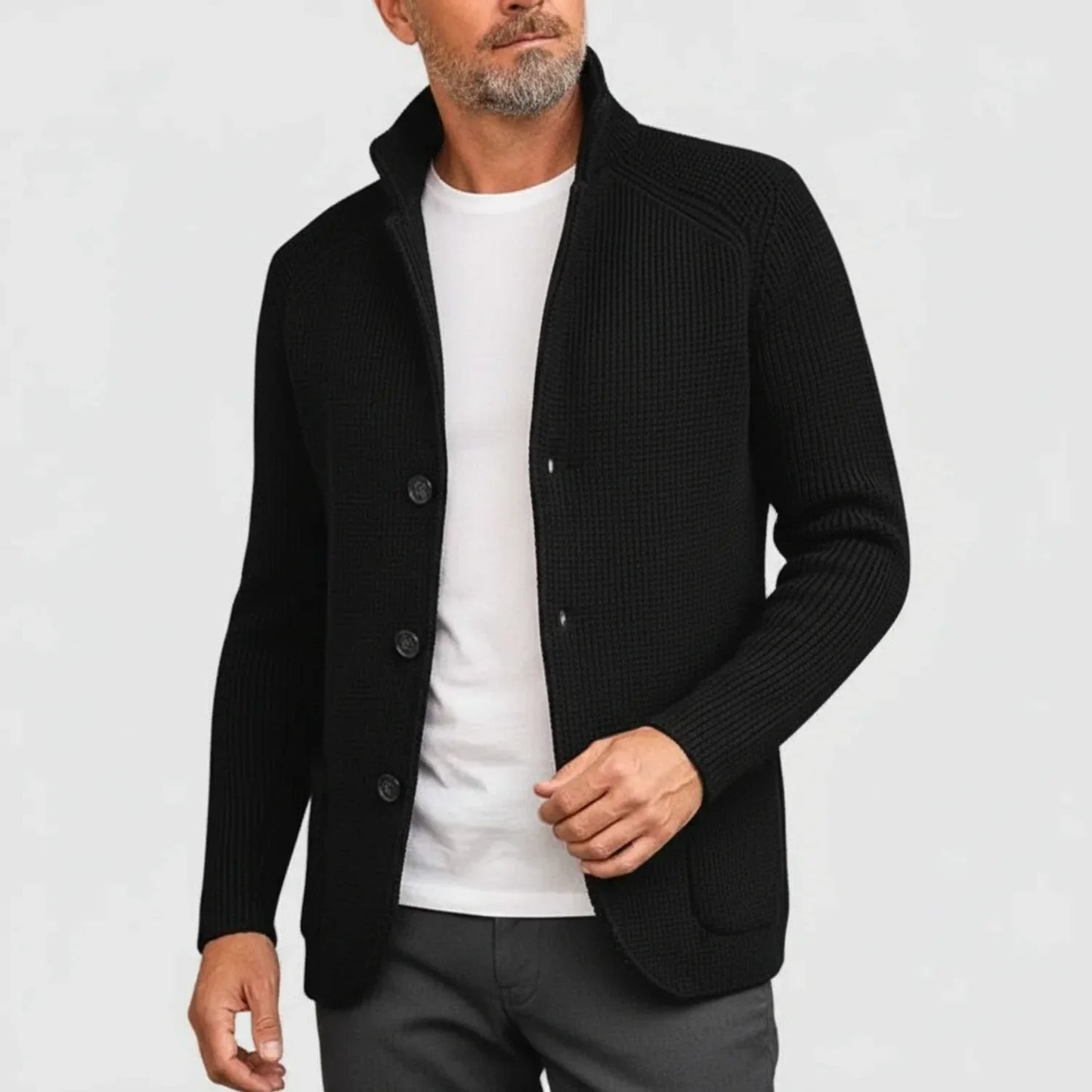 Classic Knit Cardigan for Men | Button Front Structured Sweater