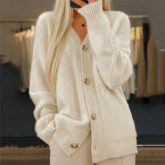 Soft Knit Button Cardigan for Women | Relaxed V-Neck Fit